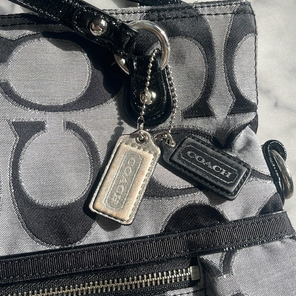 Coach gray black silver metallic purse handbag - Picture 9 of 12